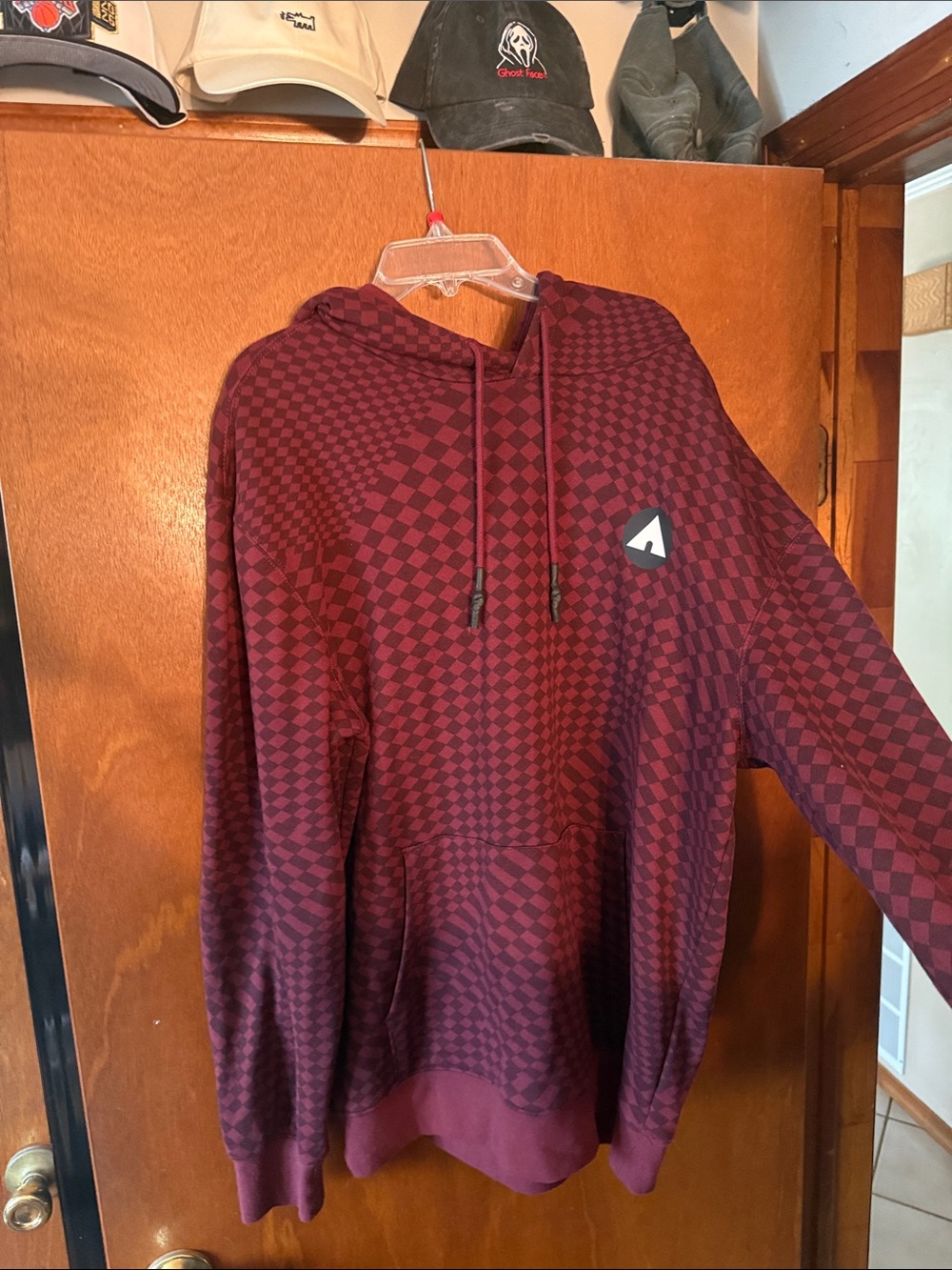 Airwalk Burgundy Checkerboard Pullover Hoodie